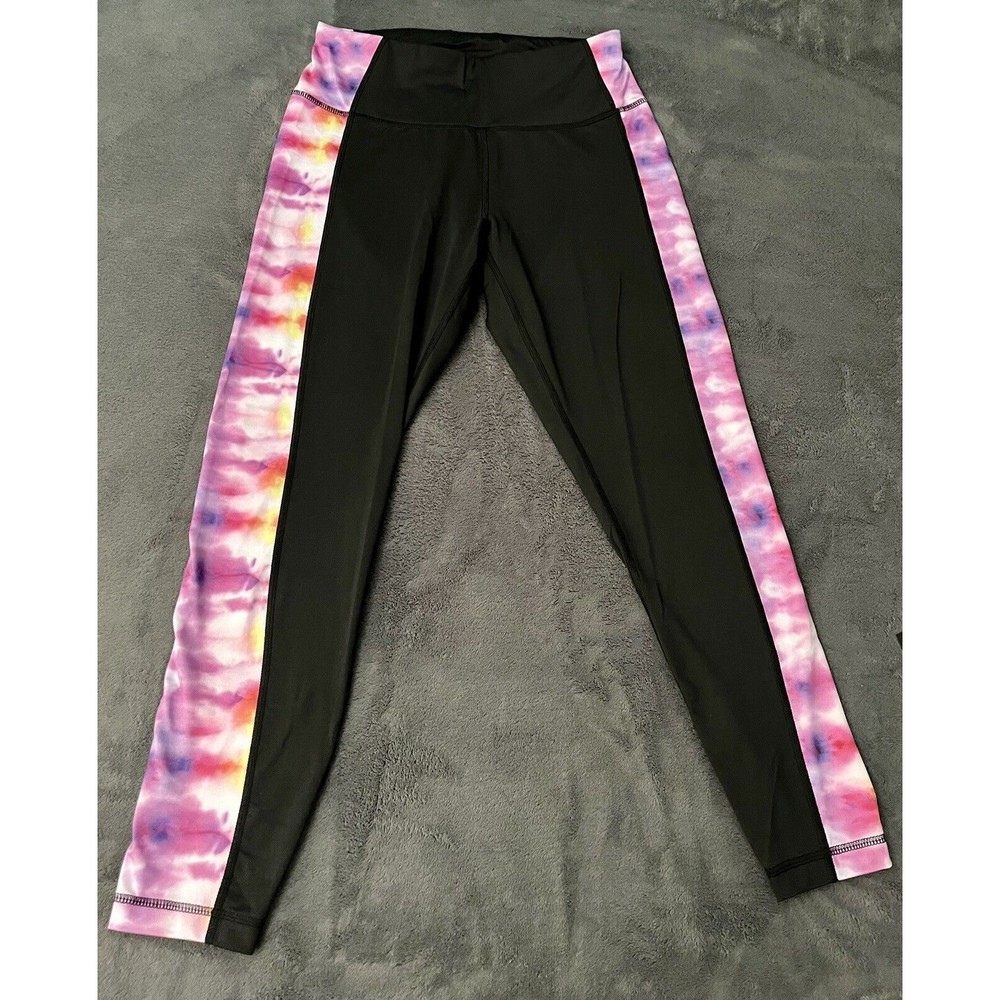 Zelos Yoga Pants Womens Medium Black Pink Tie Dye Pattern Lightly Worn